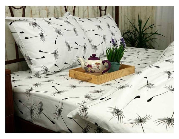 Простыня Руно, Fly White, бязь, 240х220 см, белый с серым (76.114Б_Fly white) - Pampik - 2