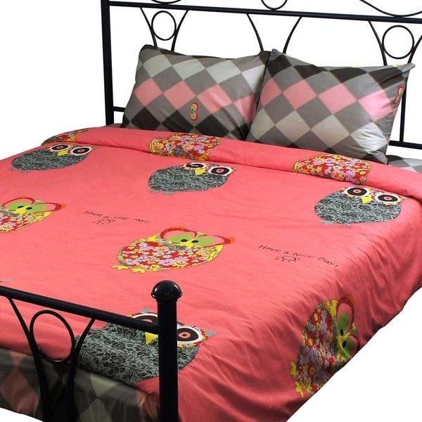 Комплект постільної білизни Руно Owl, сатин, 215х143 см, червоний із сірим (1.137К_Owl) - Pampik