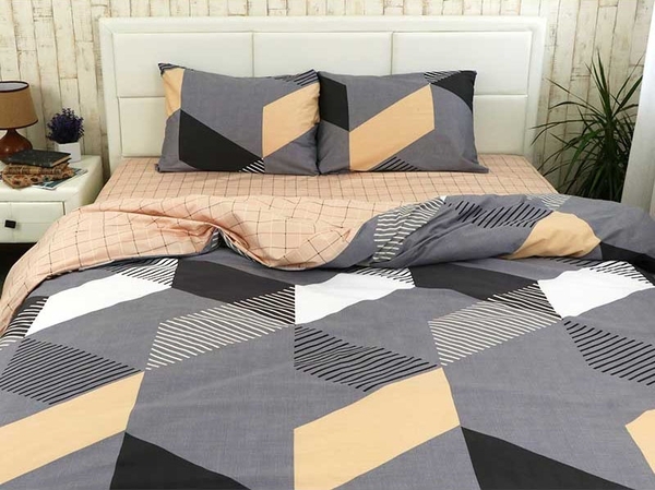 Комплект постільної білизни Руно Скарлет, сатин, 215х143 см, сірий з бежевим (1.137А_Скарлет) - Pampik - 3