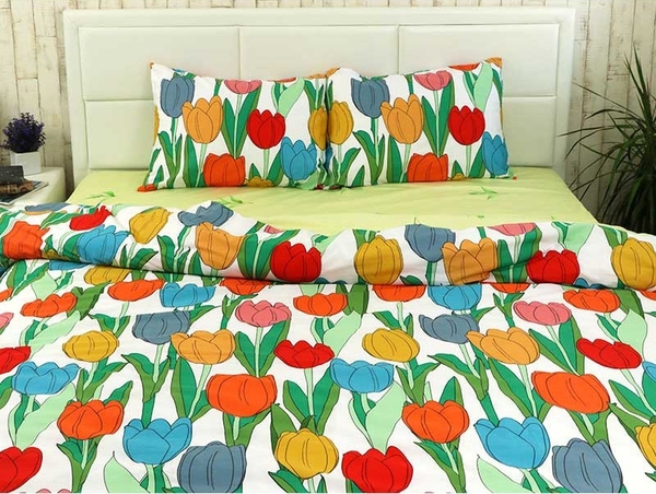 Комплект постільної білизни Руно Тюльпан, сатин, 215х143 см, різнобарв'я (1.137А_Тюльпан) - Pampik - 3
