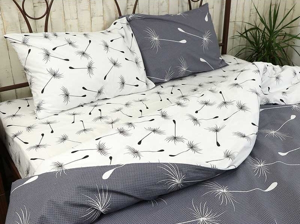 Комплект постільної білизни Руно Fly, бязь, 215х143 см, білий із сірим (1.114Б_Fly_1) - Pampik - 3