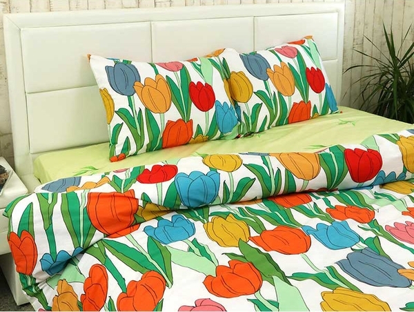 Комплект постільної білизни Руно Тюльпан, сатин, 215х143 см, різнобарв'я (1.137А_Тюльпан) - Pampik - 4