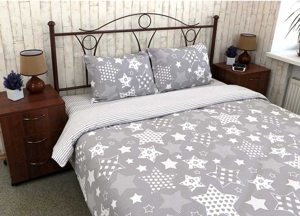 Комплект постельного белья Руно Grey star, бязь, 215х143 см, серый (1.114Б_Grey star) - Pampik