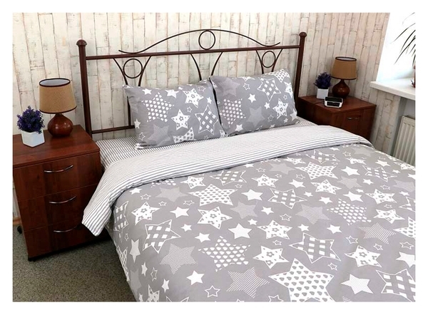 Комплект постільної білизни Руно Grey star, бязь, 240х220 см, сірий (845.114Б_Grey star) - Pampik
