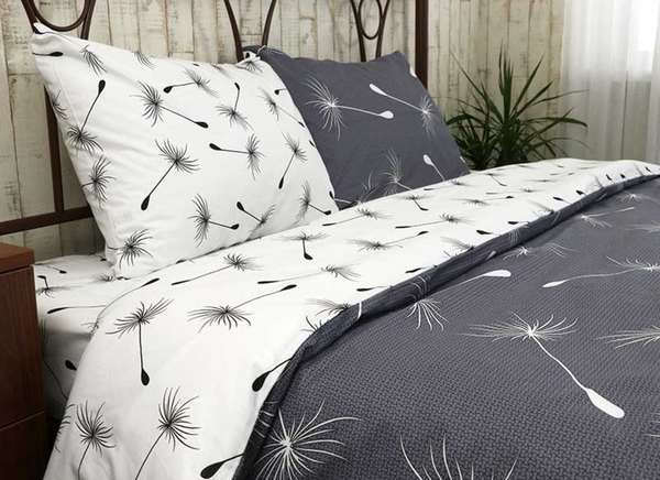 Комплект постільної білизни Руно Fly, бязь, 220х200, сірий з білим (677.114Б_Fly_1) - Pampik - 3