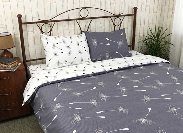 Комплект постільної білизни Руно Fly, бязь, 220х200, сірий з білим (677.114Б_Fly_1) - Pampik