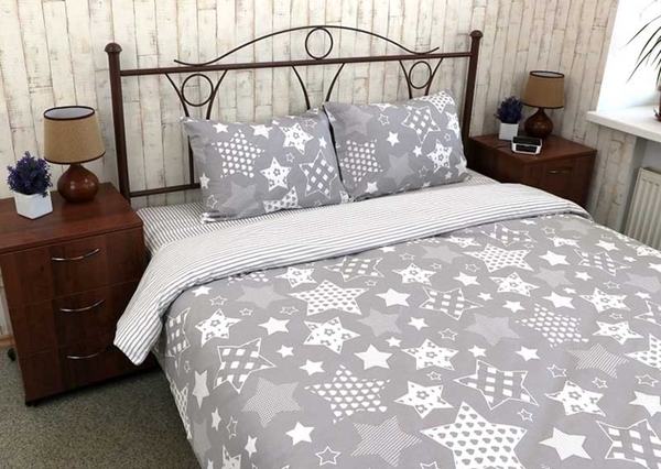 Комплект постільної білизни Руно Зірки, бязь, сірий (655.114Б_Grey star) - Pampik