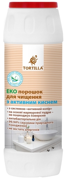 ЕКО Порошок для чищення з активним киснем Tortilla Антибактеріальний, 500 г - Pampik
