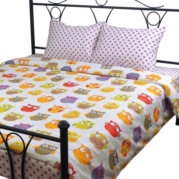 Комплект постільної білизни Руно Сови, сатин, різнобарв'я (6.137К_Сови) - Pampik