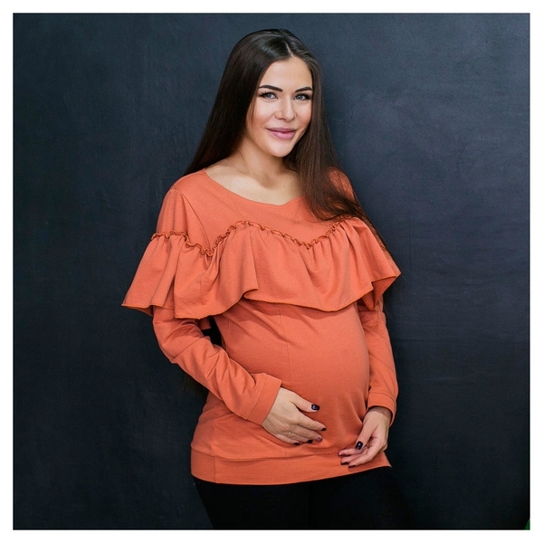 Світшоти з рюшами Love & Carry Терракот, XS, помаранчевий (LCM2303) - Pampik