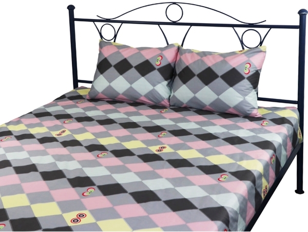 Набір постільної білизни Руно Owl ромб, простирадло і наволочка, сатин, 215х143 см, різнобарв'я (12.137_Owl ромб) - Pampik