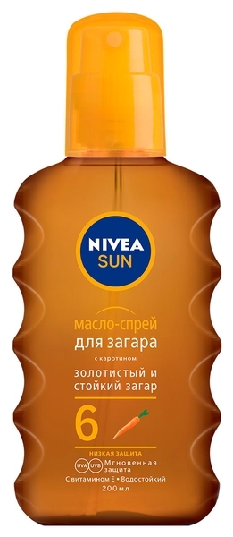 Масло-спрей для загара Nivea, SPF 6, 200 мл - Pampik
