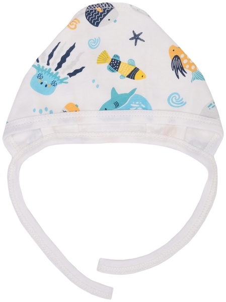 Чепчик Софія Атлантика, інтерлок, р.38, білий з блакитним (214138) - Pampik