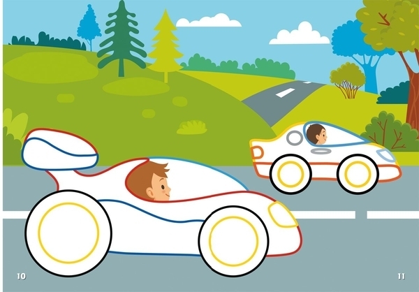 Перші розмальовки з кольоровим контуром і наліпками. транспорт - Pampik - 3