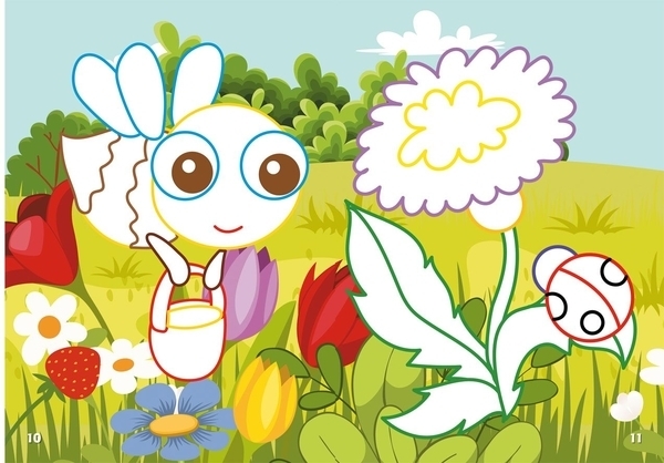 Перші розмальовки з кольоровим контуром і наліпками. Комахи - Pampik - 2