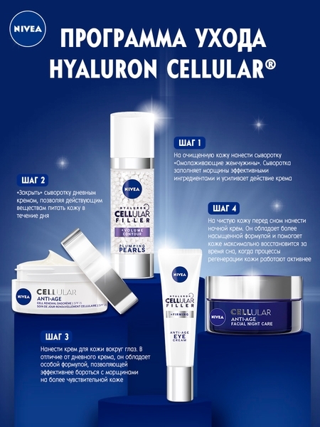 Ночной крем для лица Nivea Hyaluron Cellular, 50 мл - Pampik - 7