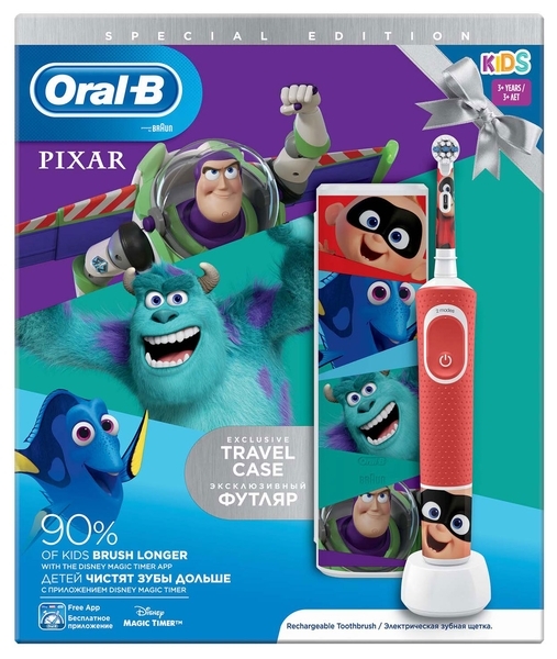 Електрична зубна щітка Oral-B Kids Найкращі мультфільми Pixar з футляром, м'яка - Pampik - 3