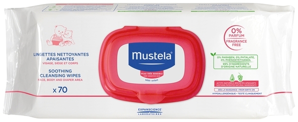 Вологі серветки Mustela Soothing Cleansing Wipes, для чутливої ​​шкіри, 70 шт. - Pampik