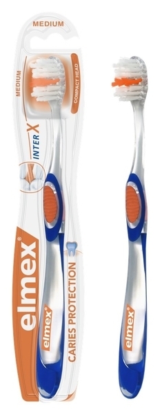 Зубная щетка Elmex Защита от кариеса, средняя, синий - Pampik