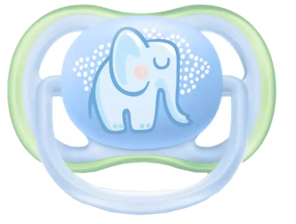 Силиконовая ортодонтическая пустышка Philips Avent Ultra Air "Animal", 0-6 мес., голубой с желтым, 2 шт. (SCF085/01) - Pampik - 2