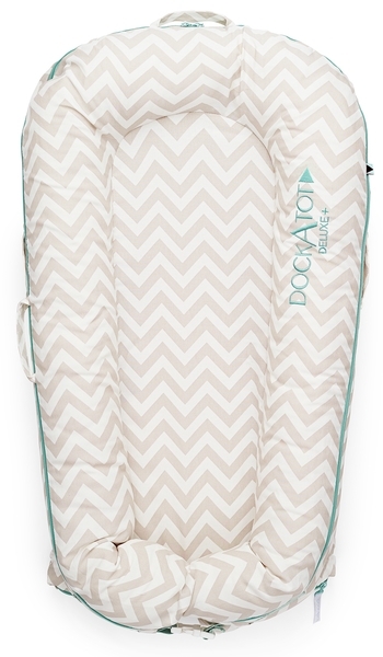 Матрац-кокон DockATot Deluxe + Silver Lining, 0-8 міс., білий з бежевим (EU10302) - Pampik