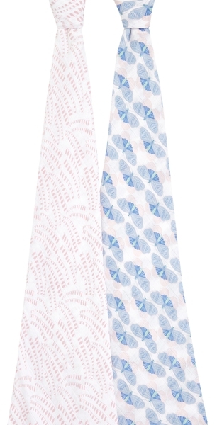 Набор муслиновых пеленок Aden + Anais Deco, 120х120 см, розовый, голубой, 2 шт. (ASWC20013) - Pampik - 2