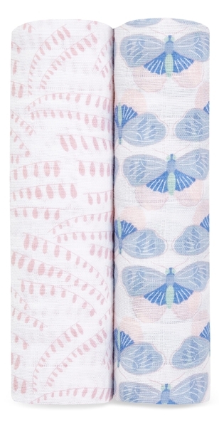 Набор муслиновых пеленок Aden + Anais Deco, 120х120 см, розовый, голубой, 2 шт. (ASWC20013) - Pampik