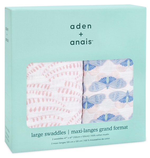 Набор муслиновых пеленок Aden + Anais Deco, 120х120 см, розовый, голубой, 2 шт. (ASWC20013) - Pampik - 3