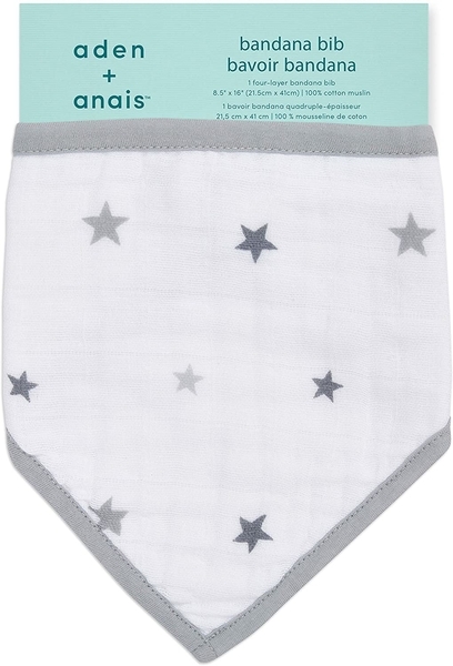 Слюнявчик-бандана Aden + Anais Twinkle, муслин, белый (7160G) - Pampik - 2