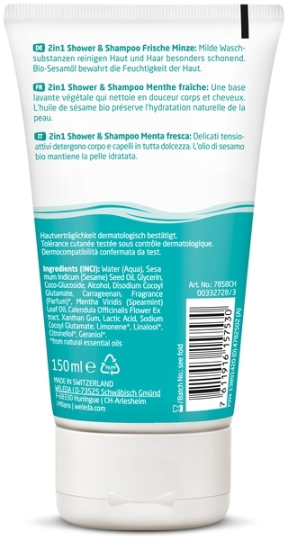 Шампунь-гель 2 в 1 Weleda М'ята, 150 мл - Pampik - 2