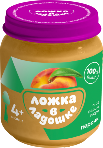 Пюре Ложка в долоньці Персик, 100 г - Pampik