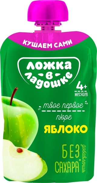 Фруктовое пюре Ложка в ладошке Яблоко, 4+ мес., 90 г - Pampik