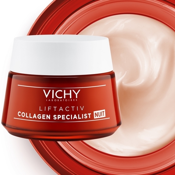 Ночной антивозрастной крем-уход Vichy Liftactiv Collagen Specialist Night Cream с эффектом корекции морщин придания упругости и восстановления сияния, 50 мл - Pampik - 6