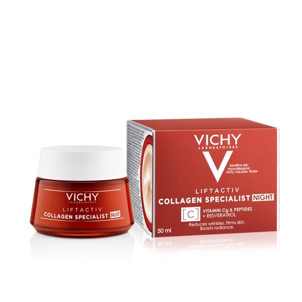 Ночной антивозрастной крем-уход Vichy Liftactiv Collagen Specialist Night Cream с эффектом корекции морщин придания упругости и восстановления сияния, 50 мл - Pampik - 4