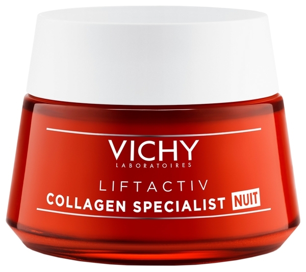 Ночной антивозрастной крем-уход Vichy Liftactiv Collagen Specialist Night Cream с эффектом корекции морщин придания упругости и восстановления сияния, 50 мл - Pampik