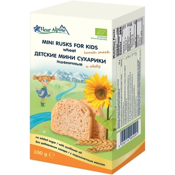 Подарунок. Пшеничні міні-сухарики Fleur Alpine, 100 г - Pampik