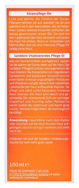 Облепиховое питательное масло Weleda, для тела, 100 мл - Pampik - 5