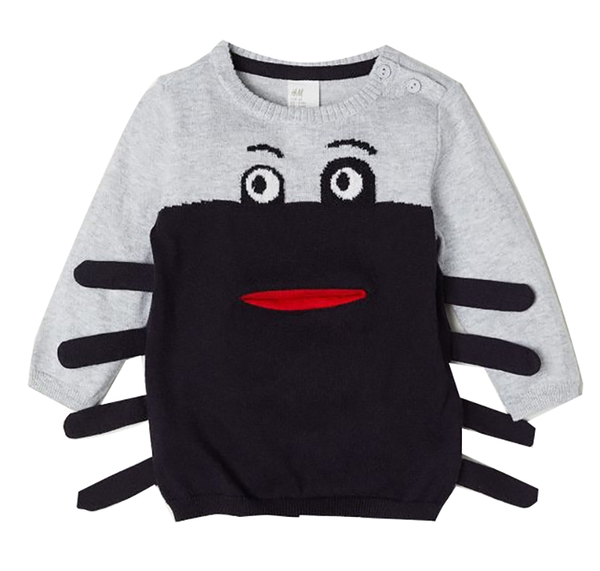 Джемпер H&M, бавовна, р.80, чорний з сірим (9Z6806088) - Pampik