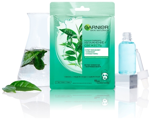 Тканинна маска для обличчя Garnier Skin Naturals Зволоження + Свіжість, для нормальної і комбінованої шкіри, 32 мл - Pampik - 2