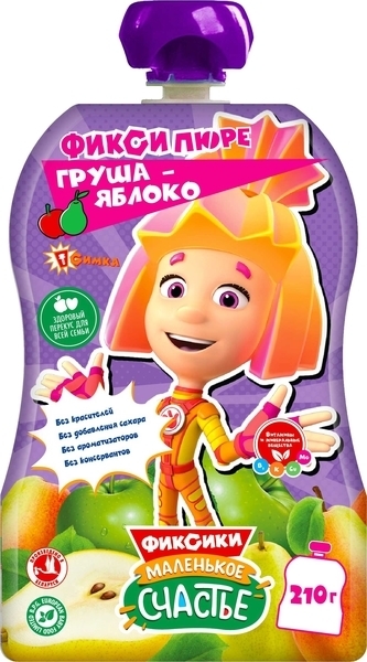 Пюре Фіксики Pouch Груша-яблуко, 210 г - Pampik