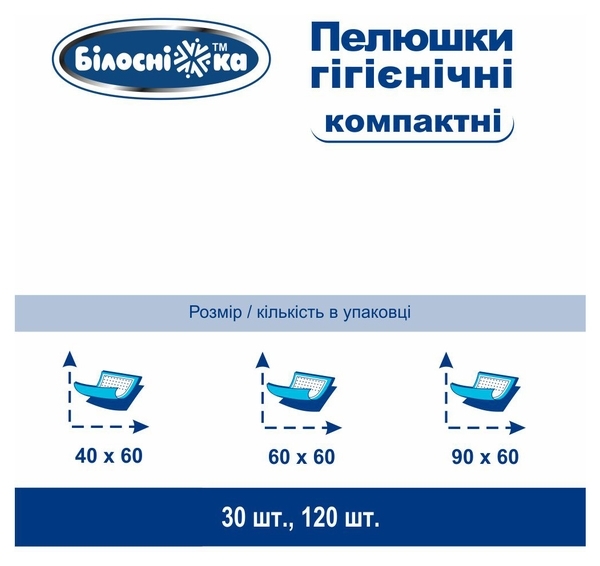 Пелюшки гігієнічні Білосніжка Компактні, 60х40 см, 120 шт. - Pampik - 10