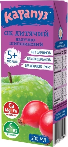Сік Карапуз Яблучно-шипшиновий, 200 мл - Pampik