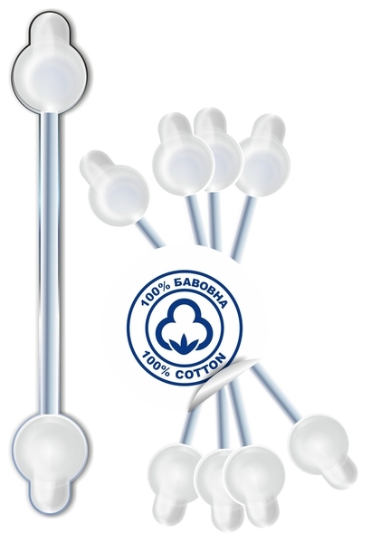 Ватні палички Білосніжка, з обмежувачем, 60 шт. - Pampik - 2