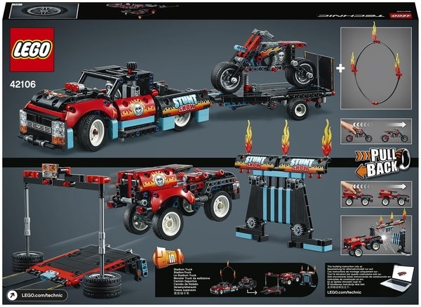 Конструктор LEGO Technic Шоу трюків на вантажівках і мотоциклах, 610 деталей (42106) - Pampik - 19