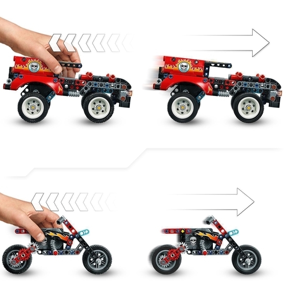 Конструктор LEGO Technic Шоу трюків на вантажівках і мотоциклах, 610 деталей (42106) - Pampik - 5