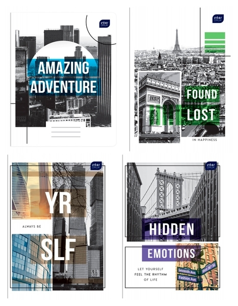 Набір зошитів Interdruk Premium City, лінія, 12 аркушів, 8 шт. (270214-8) - Pampik