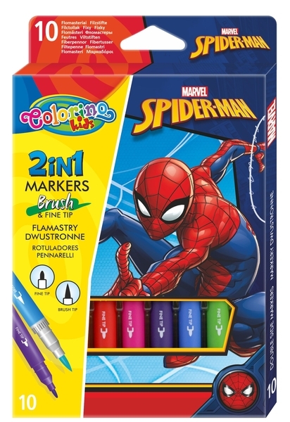 Фломастери двосторонні Colorino Spiderman, 10 кольорів (91833PTR) - Pampik
