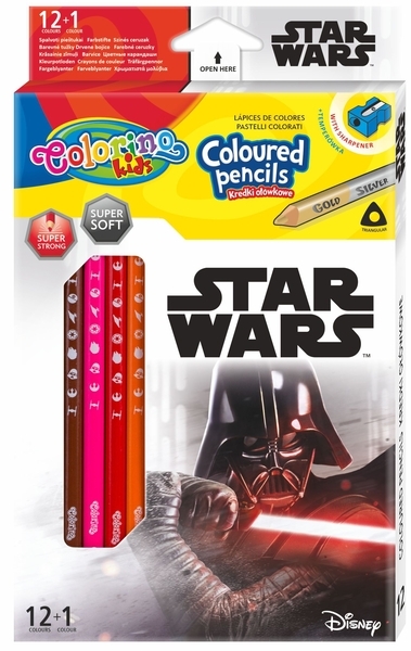 Карандаши цветные Colorino Star Wars, с точилкой, 13 цветов, 12 шт. (89458PTR) - Pampik