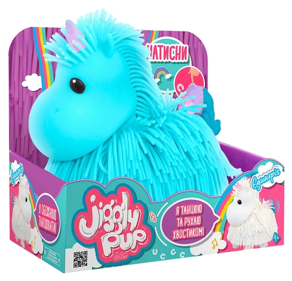 Інтерактивна м'яка іграшка Jiggly Pup Чарівний єдиноріг, блакитний (JP002-WB-BL) - Pampik