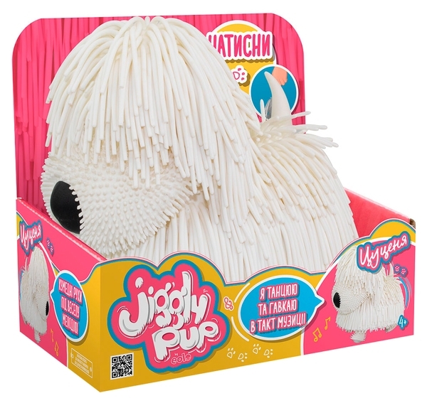 Интерактивная мягкая игрушка Jiggly Pup Озорной Щенок, белый (JP001-WB-W) - Pampik